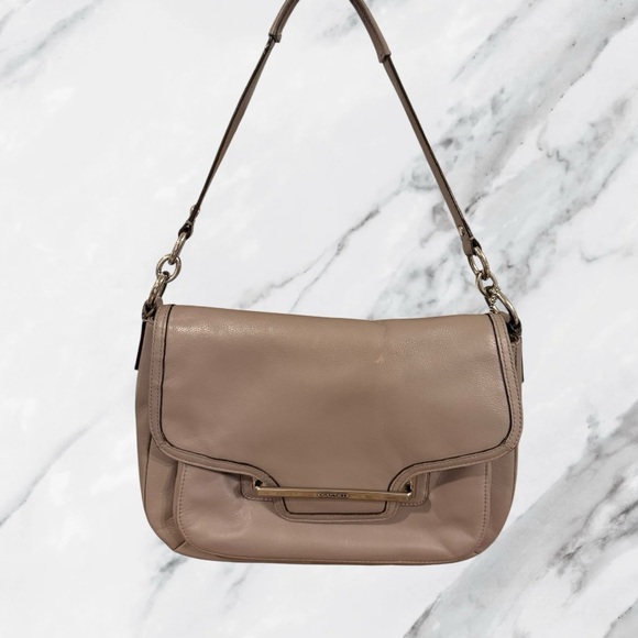 COACH Purple Grey Leather Taylor Flap Crossbody Shoulder Bag F27481 - Picture 1 of 11